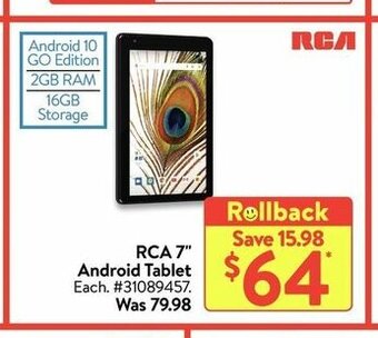 Walmart RCA 7" Android Tablet offer