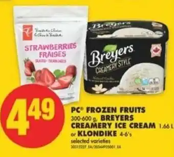 No Frills PC® Frozen Fruits 300-600 g Breyers Creamy Ice Cream 1.66L or Klondike 4-6's offer
