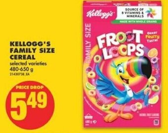No Frills Kellogg's Family Size Cereal 480-650 g offer