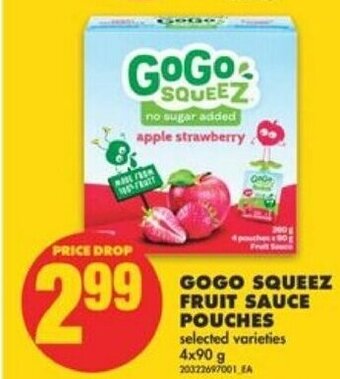 No Frills Gogo Squeez Fruit Sauce Pouches 4x90 g offer