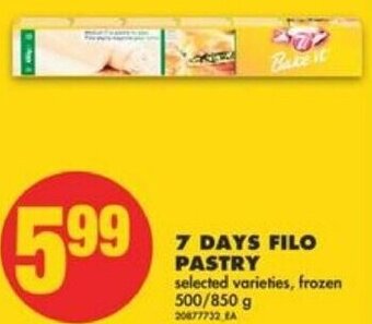 No Frills 7 Days Filo Pastry 500/850 g offer