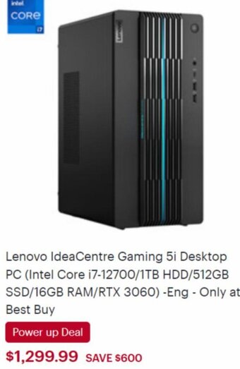 Best Buy Lenovo IdeaCentre Gaming 5i Desktop PC offer