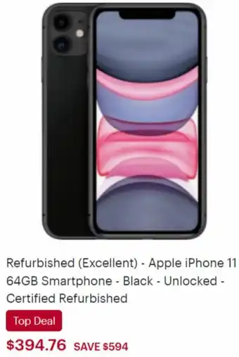 Best Buy Refurbished Apple iPhone 11 64GB Smartphone offer
