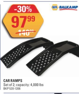 NAPA Auto Parts Car ramps offer