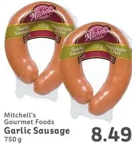 IGA Mitchell's Gourmet Foods Garlic Sausage 750 g offer