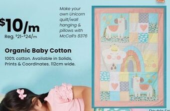 Fabricland Organic baby cotton offer
