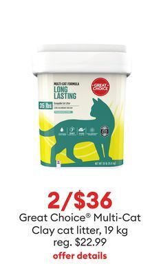 Petsmart Great choice® multi-cat clay cat litter offer