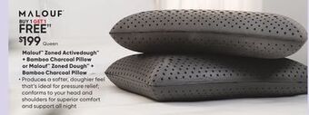 Sleep Country Malouf zoned activedough + bamboo charcoal pillow or malouf zoned dough + bamboo charcoal pillow offer