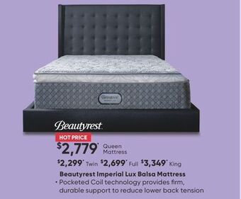 Sleep Country Beautyrest imperial lux balsa mattress offer