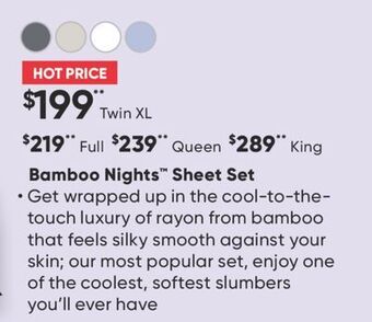 Sleep Country Bamboo nights sheet set offer