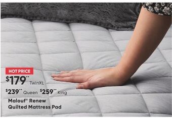 Sleep Country Malouf® renew quilted mattress pad offer