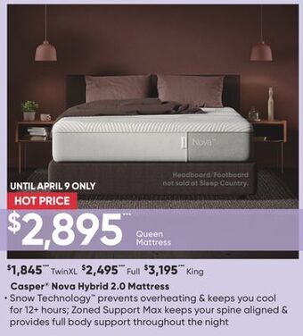 Sleep Country Casper® nova hybrid 2.0 mattress offer