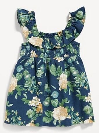 Old Navy Sleeveless ruffled linen-blend dress for baby offer