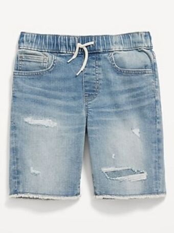 Old Navy 360° stretch ripped pull-on jean shorts for boys (at knee) offer