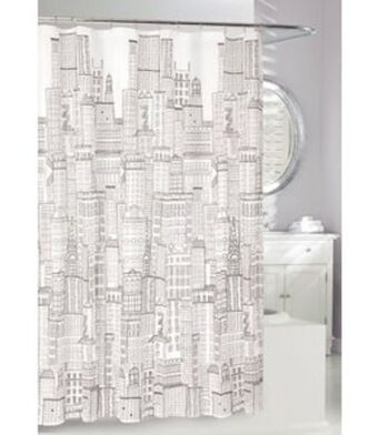 Beddington's Downtown skyline peva shower curtain (mp2) black/white offer