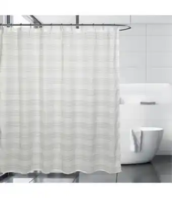Beddington's Gossamer poly sheer fabric shower curtain white/grey offer