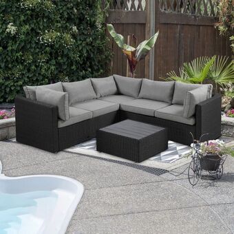 Best Buy Veranda 3-piece resin wicker patio conversation set - black/grey offer