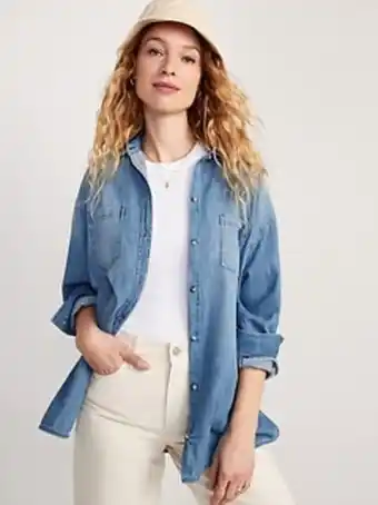 Old Navy Oversized jean boyfriend shirt for women offer