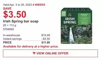 Costco Irish spring bar soap offer