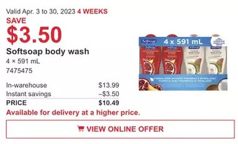 Costco Softsoap body wash offer