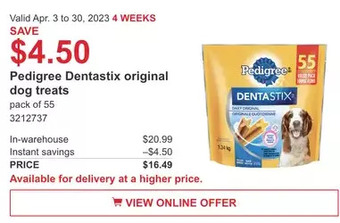 Costco Pedigree dentastix original dog treats offer