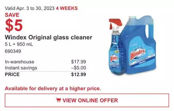 Costco Windex original glass cleaner offer