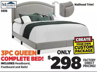 Surplus Furniture Grey nailhead queen bed offer