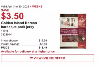 Costco Golden island korean barbeque pork jerky offer