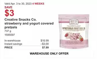 Costco Creative snacks co. strawberry and yogurt covered pretzels offer