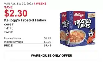 Costco Kellogg's frosted flakes cereal offer