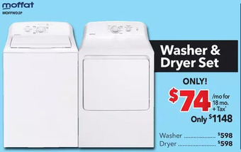 Surplus Furniture Moffat white 27 washer & dryer set offer