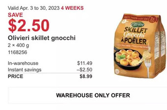 Costco Olivieri skillet gnocchi offer