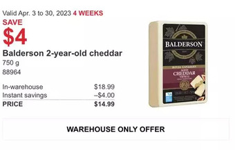 Costco Balderson 2-year-old cheddar offer