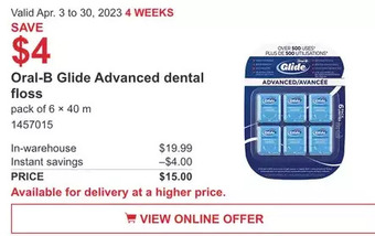 Costco Oral-b glide advanced dental floss offer