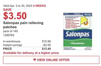 Costco Salonpas pain relieving patches offer