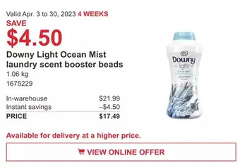 Costco Downy light ocean mist laundry scent booster beads offer