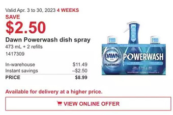 Costco Dawn powerwash dish spray offer