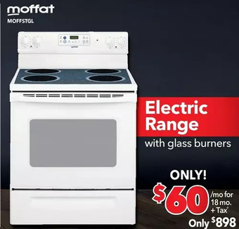 Surplus Furniture Moffat white 30 electric range with glass burners offer