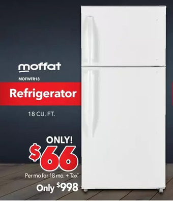 Surplus Furniture Moffat white 18 cubic foot refrigerator offer