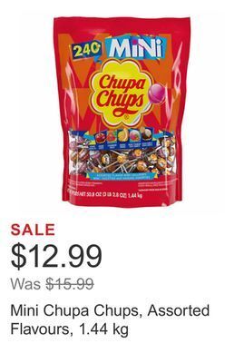 Costco Mini chupa chups, assorted flavours, 1.44 kg offer