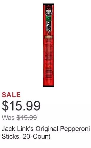 Costco Jack link’s hot pepperoni sticks, 20 × 22 g offer