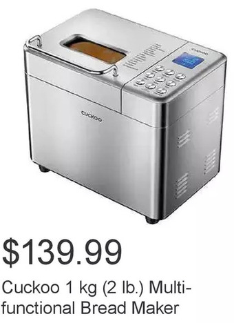 Costco Cuckoo 1 kg (2 lb.) multi-functional bread maker offer