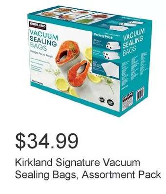 Costco Kirkland signature vacuum sealing bags, assortment pack offer