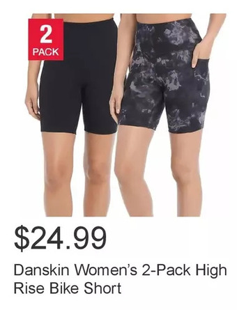 Costco Danskin women’s 2-pack high rise bike short offer