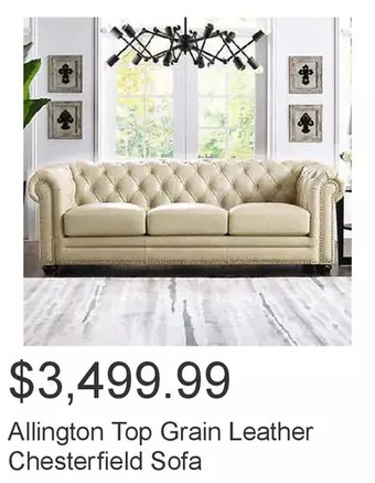 Costco Allington top grain leather chesterfield sofa offer