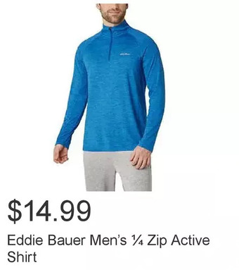 Costco Eddie bauer men’s ¼ zip active shirt offer