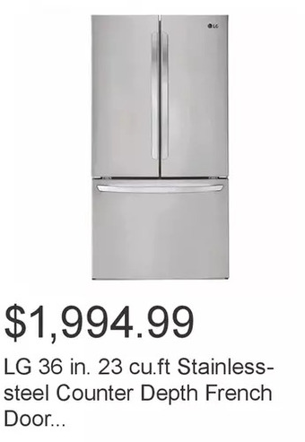 Costco Lg 36 in. 23 cu.ft stainless-steel counter depth french door refrigerator with smudge resistant finish offer
