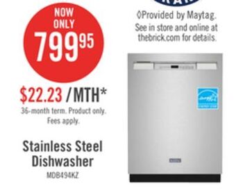 The Brick Maytag front-control dishwasher with dual power filtration - mdb4949skz offer