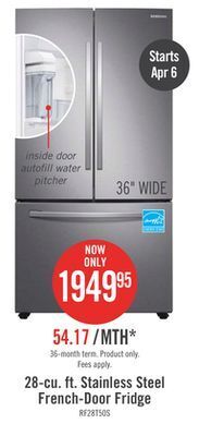 The Brick Samsung 28 cu. ft. french-door refrigerator - rf28t5021sr/aa offer
