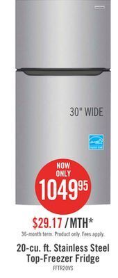 The Brick Frigidaire 20 cu. ft. top-freezer refrigerator - fftr2045vs offer